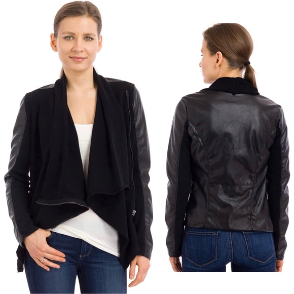 Blank NYC Jackets & Blazers - Blank NYC Multimedia Leather & Sweater Moto Jacket